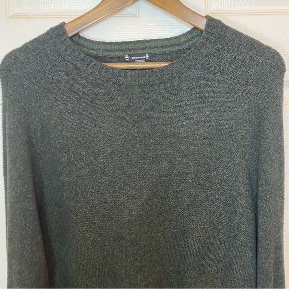 Smartwool Mens Large Merino wool blend green crew neck layering sweater size - Picture 13 of 16